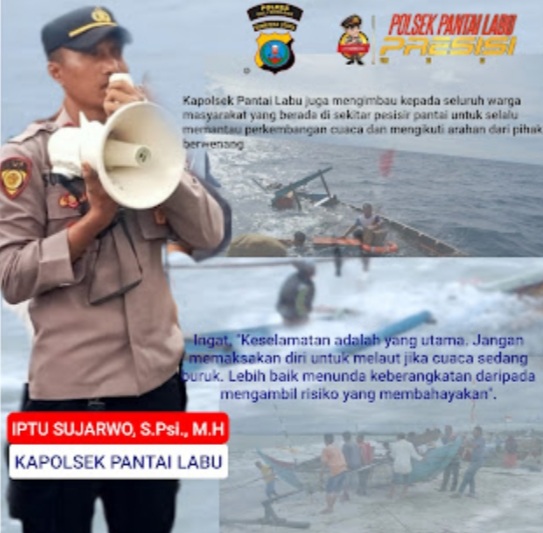 Cuaca Ekstrem Ancam Pesisir, Kapolsek Pantai Labu Imbau Nelayan Waspada