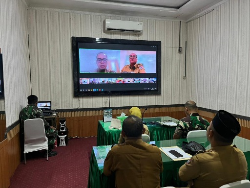 Sekda Kota Tanjungbalai Bersama Dandim 0208/AS Ikuti Rakor Via Zoom Meeting 