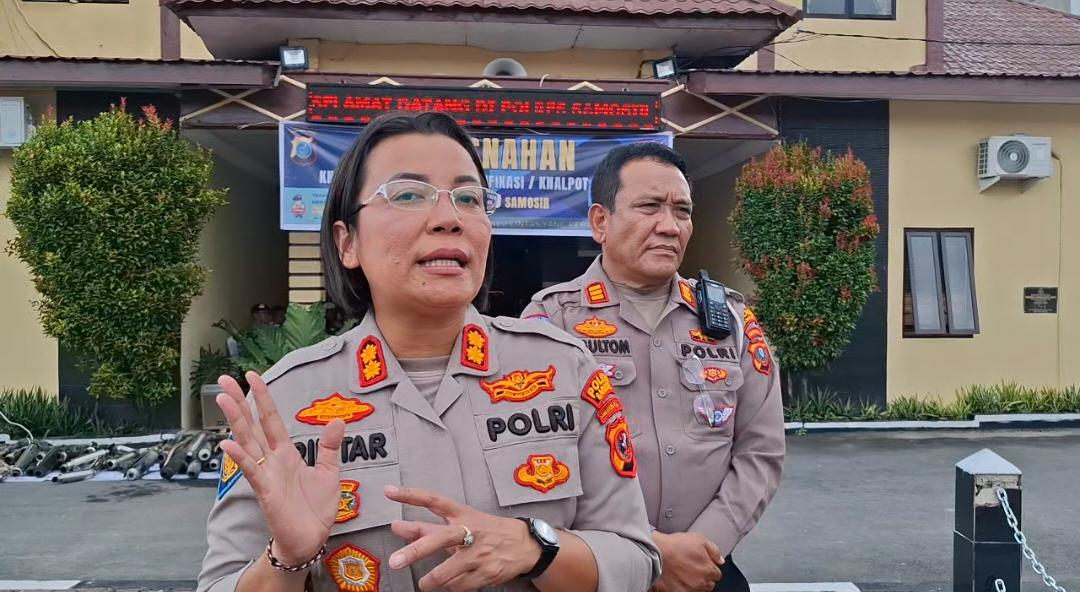 117 Knalpot Brong Dimusnahkan Polres Samosir, Kapolres : Samosir Harus tetap Tenang