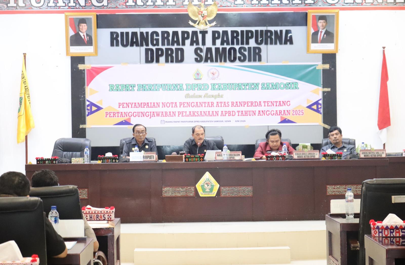 Wabup Samosir Sampaikan Nota Pengantar Ranperda Pertanggungjawaban APBD 2025