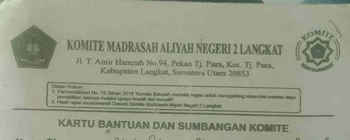 Kutip Uang SPP MAN 2 Tanjung Pura Langgar Regulasi